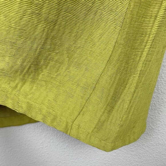 ELK Women's 8 Chartreusse Short Sleeve Textured Blouse Shirt Ribbed Career Green - Picture 8 of 16